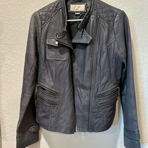 Michael Kors Charcoal Leather Jacket